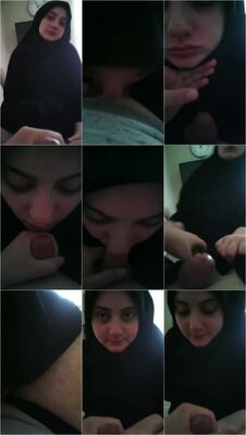 شابة محجبة محترمة ترضع زبر خطيبها في بيته